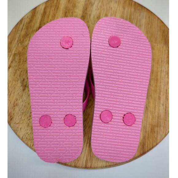 Disney Princess Crown Pattern Pink Flip Flop Kids Size 8 - Picture 7 of 8